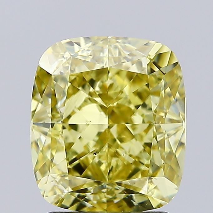 Loose Diamond - CUSHION MODIFIED 2.7ct Fancy Vivid Yellow VS2: Loose Diamond - CUSHION MODIFIED 2.7ct Fancy Vivid Yellow VS2 Source: This is a real non-mined Diamond that has been grown in a lab Shape: CUSHION MODIFIED Carats: 2.7 Color: Fancy Vivid Yellow