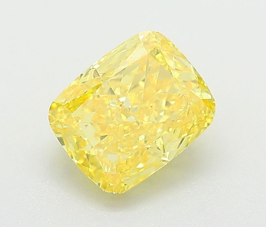 Loose Diamond - CUSHION BRILLIANT 1.03ct Fancy Intense Yellow VS2: Loose Diamond - CUSHION BRILLIANT 1.03ct Fancy Intense Yellow VS2 Source: This is a real non-mined Diamond that has been grown in a lab Shape: CUSHION BRILLIANT Carats: 1.03 Color: Fancy Intense Yello
