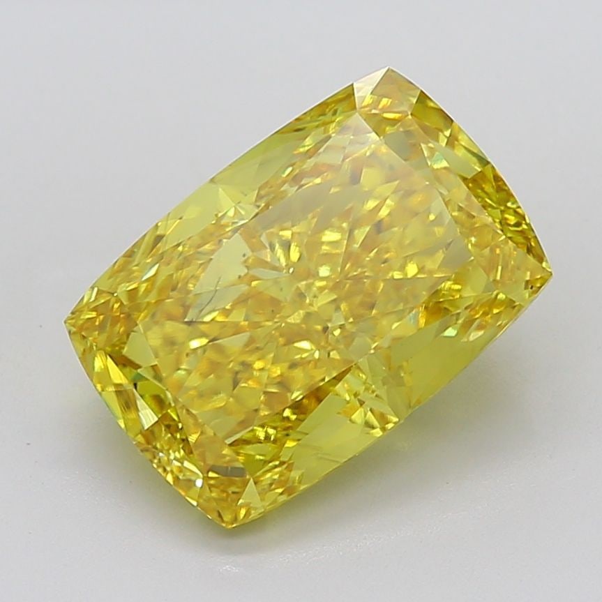 Loose Diamond - CUSHION MODIFIED 9.25ct Fancy Vivid Yellow VS2: Loose Diamond - CUSHION MODIFIED 9.25ct Fancy Vivid Yellow VS2 Source: This is a real non-mined Diamond that has been grown in a lab Shape: CUSHION MODIFIED Carats: 9.25 Color: Fancy Vivid Yellow Cert