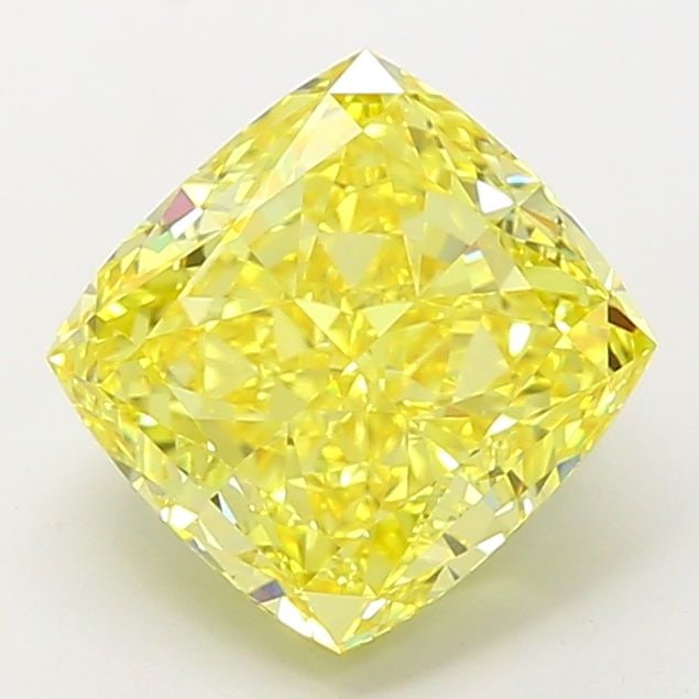 Loose Diamond - CUSHION MODIFIED 5.07ct Fancy Vivid Yellow VVS2: Loose Diamond - CUSHION MODIFIED 5.07ct Fancy Vivid Yellow VVS2 Source: This is a real non-mined Diamond that has been grown in a lab Shape: CUSHION MODIFIED Carats: 5.07 Color: Fancy Vivid Yellow Cer