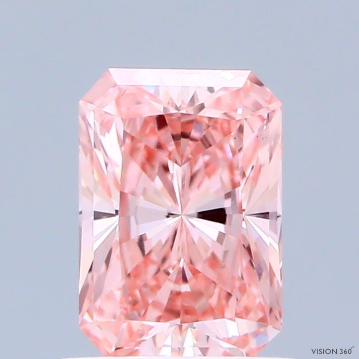 Loose Diamond - RADIANT 0.95ct Fancy Vivid Pink VS1: Loose Diamond - RADIANT 0.95ct Fancy Vivid Pink VS1 Source: This is a real non-mined Diamond that has been grown in a lab Shape: RADIANT Carats: 0.95 Color: Fancy Vivid Pink Certification: IGI Video: