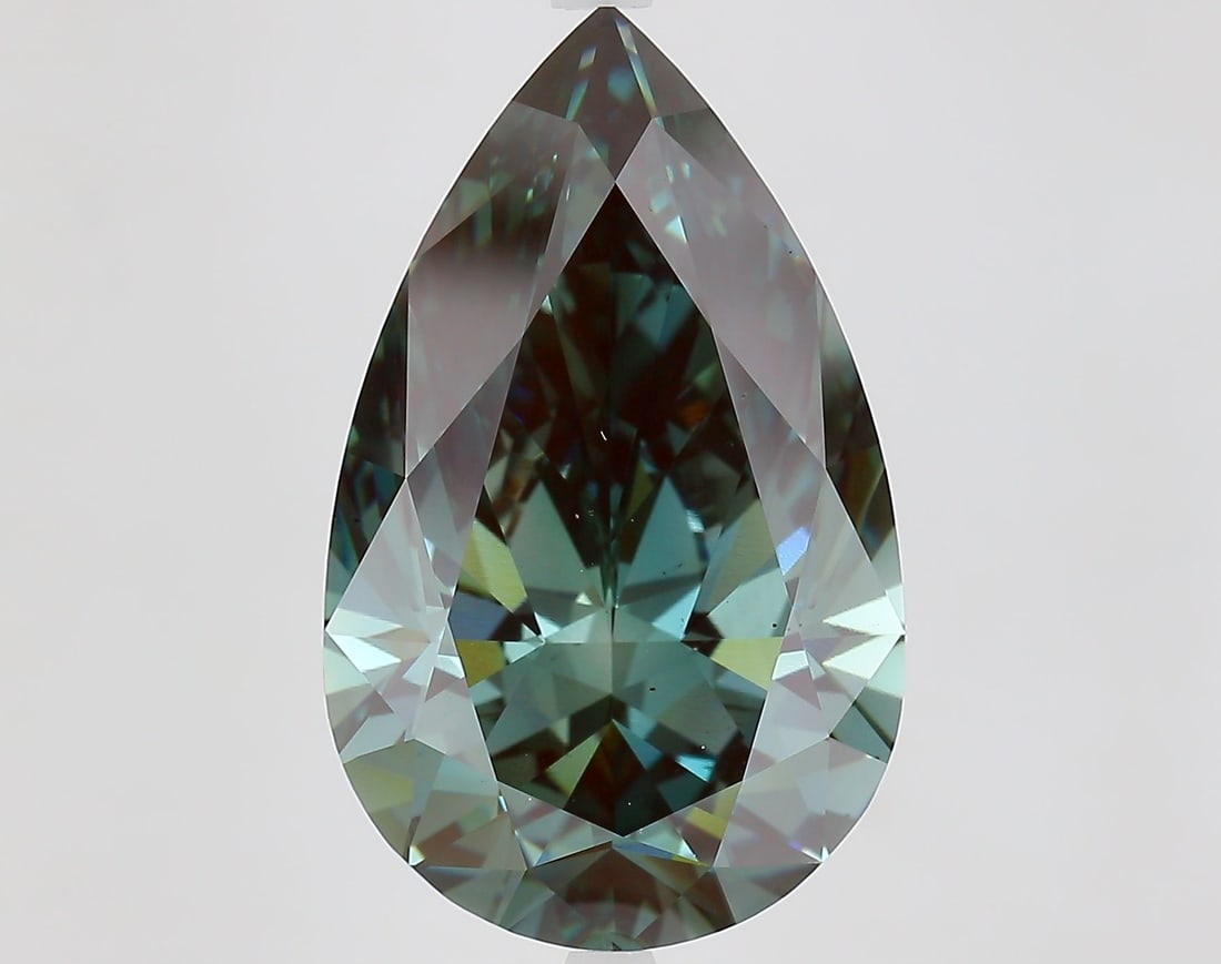 Loose Diamond - PEAR 11.5ct Fancy Deep Green VS2: Loose Diamond - PEAR 11.5ct Fancy Deep Green VS2 Source: This is a real non-mined Diamond that has been grown in a lab Shape: PEAR Carats: 11.5 Color: Fancy Deep Green Certification: IGI Video:
