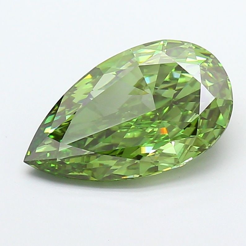 Loose Diamond - PEAR 3.23ct Fancy Vivid Green VS1: Loose Diamond - PEAR 3.23ct Fancy Vivid Green VS1 Source: This is a real non-mined Diamond that has been grown in a lab Shape: PEAR Carats: 3.23 Color: Fancy Vivid Green Certification: IGI Video: