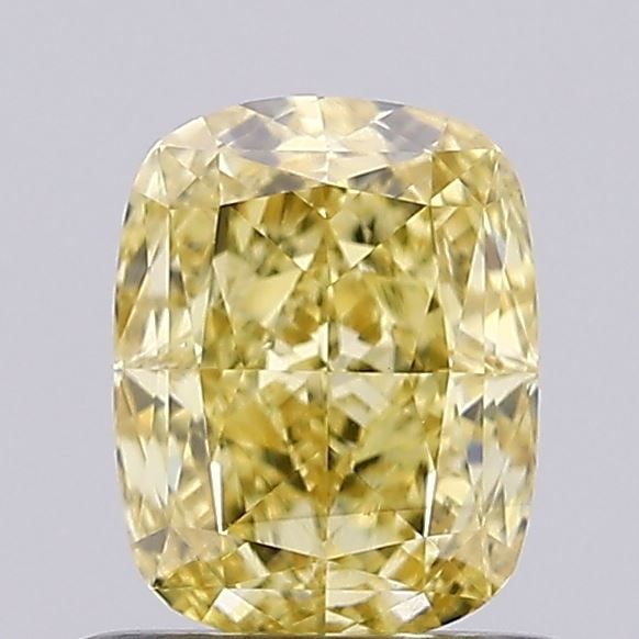 Loose Diamond - CUSHION MODIFIED 0.87ct Fancy Intense Yellow VS2: Loose Diamond - CUSHION MODIFIED 0.87ct Fancy Intense Yellow VS2 Source: This is a real non-mined Diamond that has been grown in a lab Shape: CUSHION MODIFIED Carats: 0.87 Color: Fancy Intense Yellow 