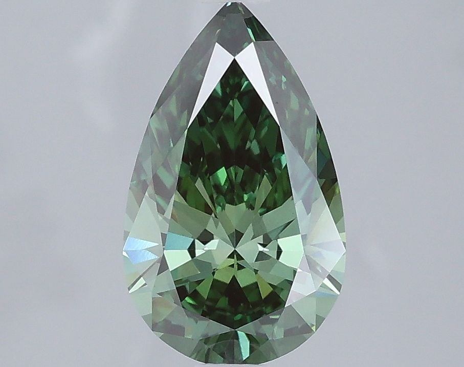 Loose Diamond - PEAR 1.55ct Fancy Vivid Green VS1: Loose Diamond - PEAR 1.55ct Fancy Vivid Green VS1 Source: This is a real non-mined Diamond that has been grown in a lab Shape: PEAR Carats: 1.55 Color: Fancy Vivid Green Certification: IGI Video: