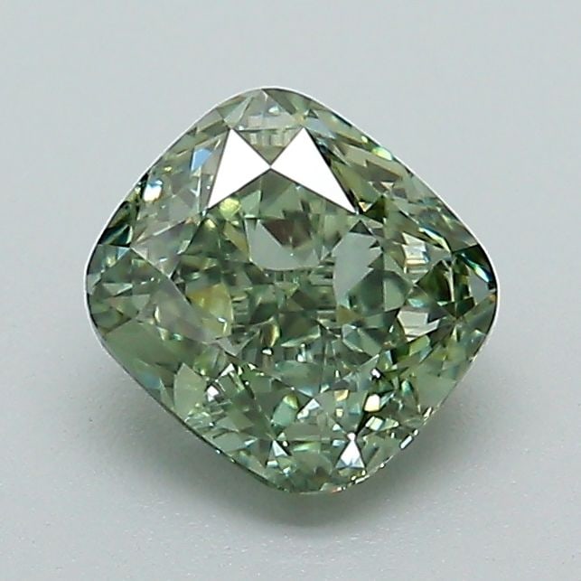 Loose Diamond - CUSHION MODIFIED 1.03ct Fancy Vivid Green VS1: Loose Diamond - CUSHION MODIFIED 1.03ct Fancy Vivid Green VS1 Source: This is a real non-mined Diamond that has been grown in a lab Shape: CUSHION MODIFIED Carats: 1.03 Color: Fancy Vivid Green Certif