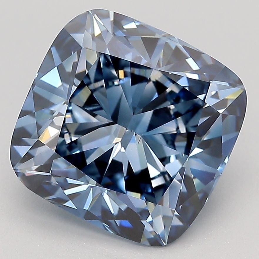 Loose Diamond - CUSHION MODIFIED 4.38ct Fancy Deep Blue VS2: Loose Diamond - CUSHION MODIFIED 4.38ct Fancy Deep Blue VS2 Source: This is a real non-mined Diamond that has been grown in a lab Shape: CUSHION MODIFIED Carats: 4.38 Color: Fancy Deep Blue Certificat