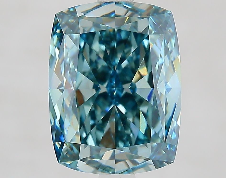 Loose Diamond - CUSHION MODIFIED 4.09ct Fancy Intense Green Blue VVS2: Loose Diamond - CUSHION MODIFIED 4.09ct Fancy Intense Green Blue VVS2 Source: This is a real non-mined Diamond that has been grown in a lab Shape: CUSHION MODIFIED Carats: 4.09 Color: Fancy Intense Gr