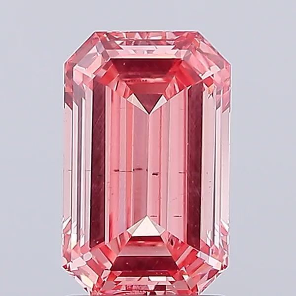 Loose Diamond - EMERALD 2.33ct Fancy Vivid Pink VS2: Loose Diamond - EMERALD 2.33ct Fancy Vivid Pink VS2 Source: This is a real non-mined Diamond that has been grown in a lab Shape: EMERALD Carats: 2.33 Color: Fancy Vivid Pink Certification: IGI Video: