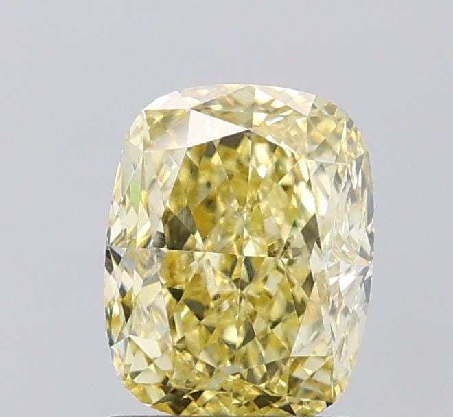 Loose Diamond - CUSHION MODIFIED 2.0ct Fancy Intense Yellow VVS2: Loose Diamond - CUSHION MODIFIED 2.0ct Fancy Intense Yellow VVS2 Source: This is a real non-mined Diamond that has been grown in a lab Shape: CUSHION MODIFIED Carats: 2.0 Color: Fancy Intense Yellow C