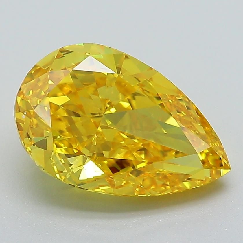Loose Diamond - PEAR 2.67ct Fancy Vivid Yellow VS2: Loose Diamond - PEAR 2.67ct Fancy Vivid Yellow VS2 Source: This is a real non-mined Diamond that has been grown in a lab Shape: PEAR Carats: 2.67 Color: Fancy Vivid Yellow Certification: IGI Video: