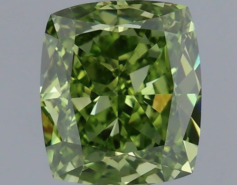 Loose Diamond - CUSHION MODIFIED 1.13ct Fancy Vivid Green VS2: Loose Diamond - CUSHION MODIFIED 1.13ct Fancy Vivid Green VS2 Source: This is a real non-mined Diamond that has been grown in a lab Shape: CUSHION MODIFIED Carats: 1.13 Color: Fancy Vivid Green Certif