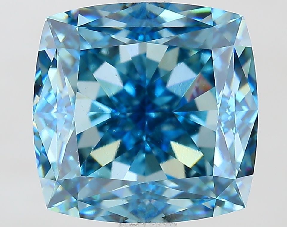 Loose Diamond - CUSHION MODIFIED 4.1ct Fancy Vivid Blue VVS2: Loose Diamond - CUSHION MODIFIED 4.1ct Fancy Vivid Blue VVS2 Source: This is a real non-mined Diamond that has been grown in a lab Shape: CUSHION MODIFIED Carats: 4.1 Color: Fancy Vivid Blue Certifica