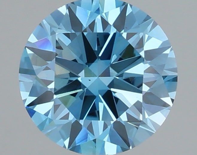Ideal Loose Diamond - ROUND 1.66ct Fancy Vivid Blue VS2: Ideal Loose Diamond - ROUND 1.66ct Fancy Vivid Blue VS2 Source: This is a real non-mined Diamond that has been grown in a lab Shape: ROUND Carats: 1.66 Color: Fancy Vivid Blue Certification: IGI Video