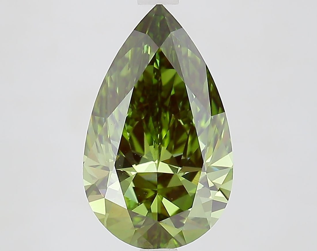 Loose Diamond - PEAR 3.08ct Fancy Vivid Green VS1: Loose Diamond - PEAR 3.08ct Fancy Vivid Green VS1 Source: This is a real non-mined Diamond that has been grown in a lab Shape: PEAR Carats: 3.08 Color: Fancy Vivid Green Certification: IGI Video: