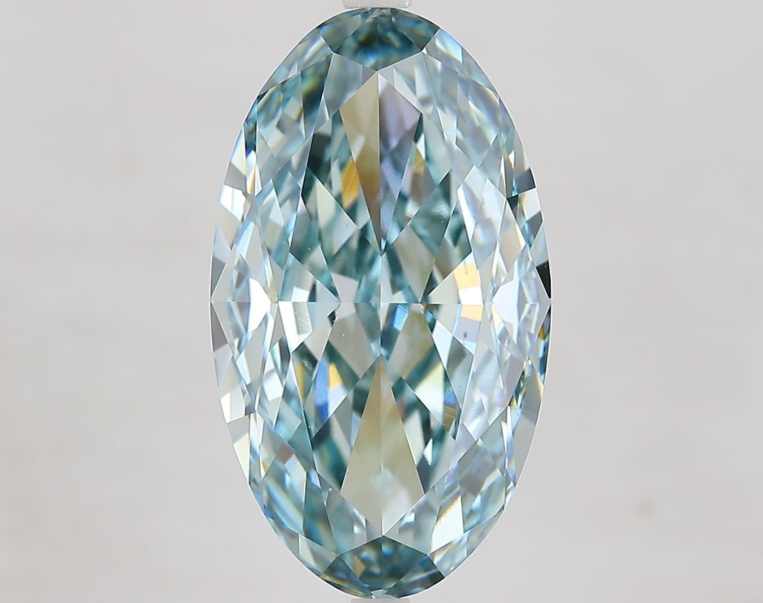 Loose Diamond - OVAL 10.61ct Fancy Intense Blue Green VS1: Loose Diamond - OVAL 10.61ct Fancy Intense Blue Green VS1 Source: This is a real non-mined Diamond that has been grown in a lab Shape: OVAL Carats: 10.61 Color: Fancy Intense Blue Green Certification: