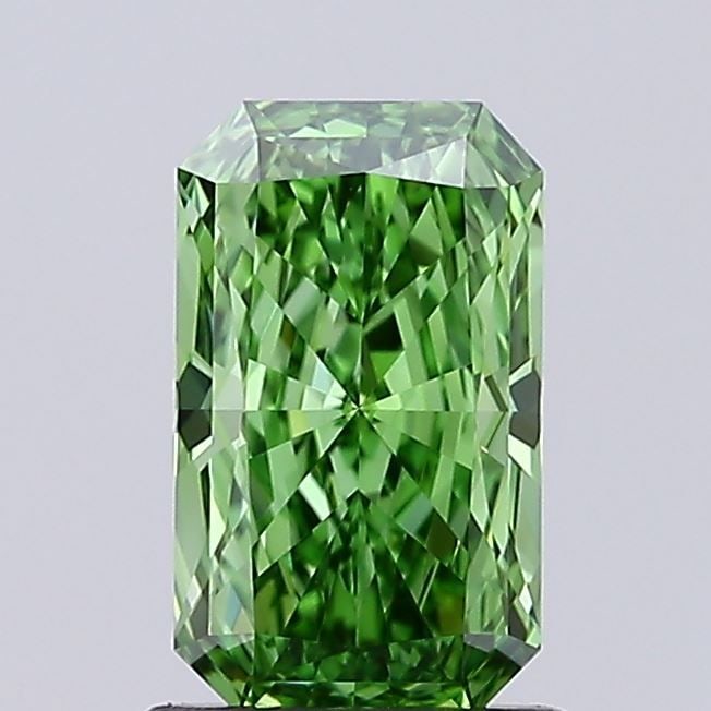 Loose Diamond - RADIANT 1.02ct Fancy Vivid Green VVS2: Loose Diamond - RADIANT 1.02ct Fancy Vivid Green VVS2 Source: This is a real non-mined Diamond that has been grown in a lab Shape: RADIANT Carats: 1.02 Color: Fancy Vivid Green Certification: IGI Vide