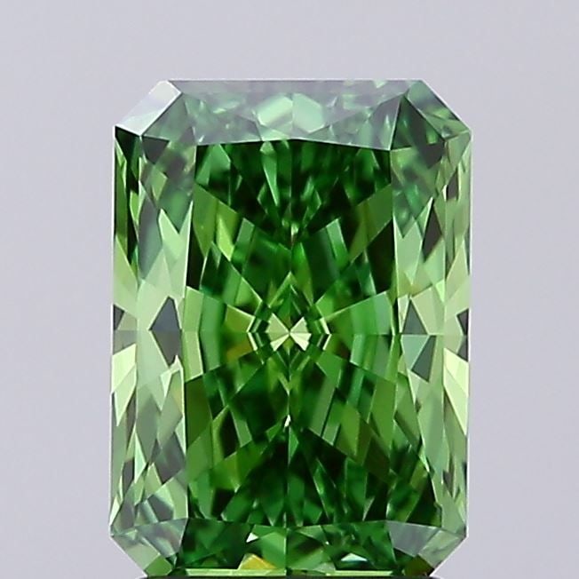 Loose Diamond - RADIANT 2.0ct Fancy Vivid Green VVS2: Loose Diamond - RADIANT 2.0ct Fancy Vivid Green VVS2 Source: This is a real non-mined Diamond that has been grown in a lab Shape: RADIANT Carats: 2.0 Color: Fancy Vivid Green Certification: IGI Video: