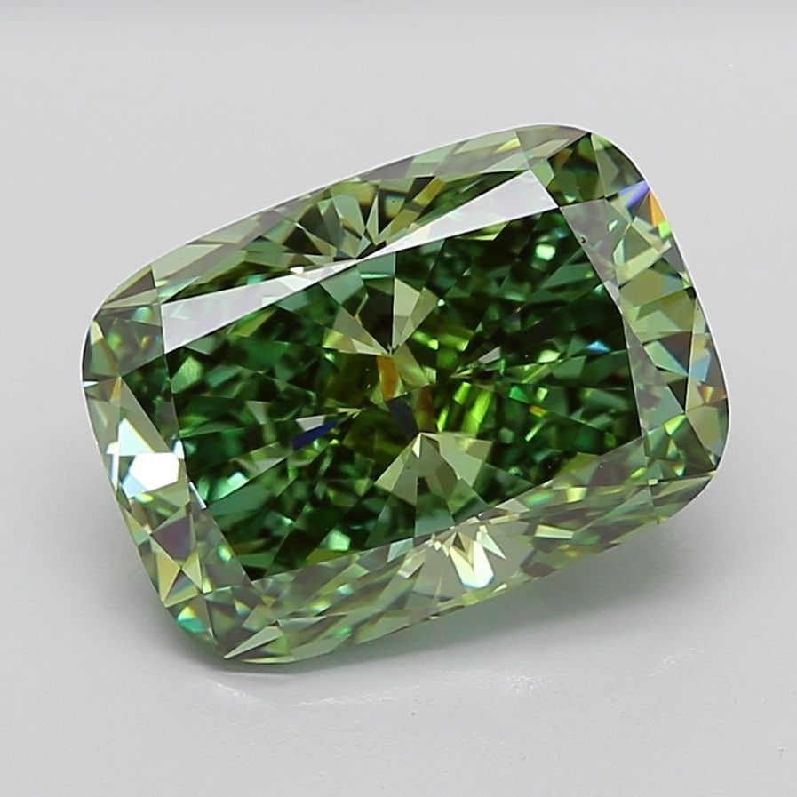 Loose Diamond - CUSHION MODIFIED 10.26ct Fancy Vivid Green VS1: Loose Diamond - CUSHION MODIFIED 10.26ct Fancy Vivid Green VS1 Source: This is a real non-mined Diamond that has been grown in a lab Shape: CUSHION MODIFIED Carats: 10.26 Color: Fancy Vivid Green Cert