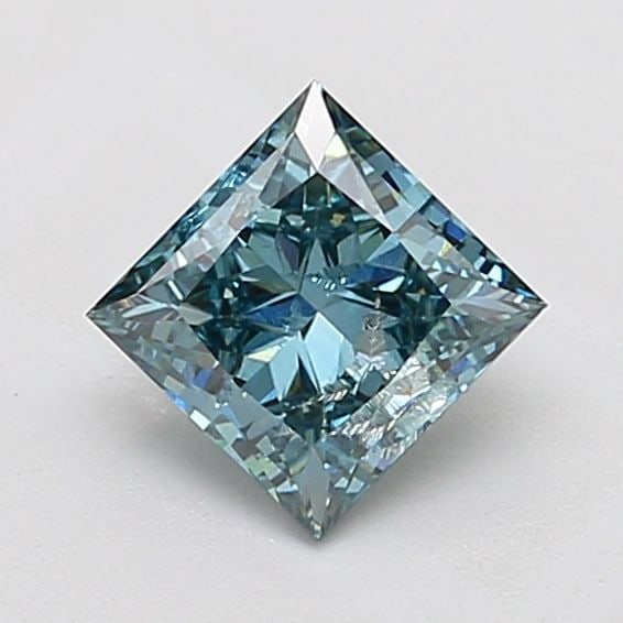 Loose Diamond - PRINCESS 1.57ct Fancy Vivid Blueish Green I2: Loose Diamond - PRINCESS 1.57ct Fancy Vivid Blueish Green I2 Source: This is a real non-mined Diamond that has been grown in a lab Shape: PRINCESS Carats: 1.57 Color: Fancy Vivid Blueish Green Certifi