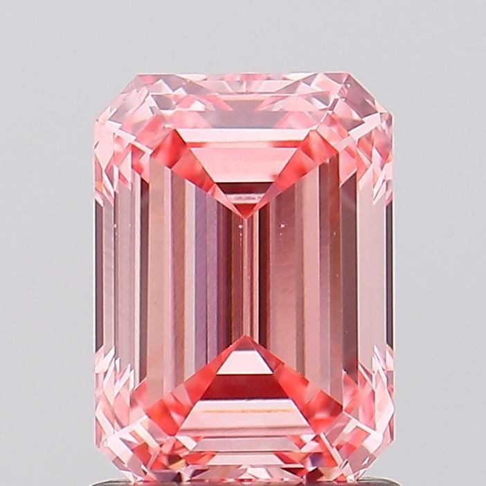 Loose Diamond - EMERALD 1.31ct Fancy Vivid Pink VVS2: Loose Diamond - EMERALD 1.31ct Fancy Vivid Pink VVS2 Source: This is a real non-mined Diamond that has been grown in a lab Shape: EMERALD Carats: 1.31 Color: Fancy Vivid Pink Certification: IGI The Di