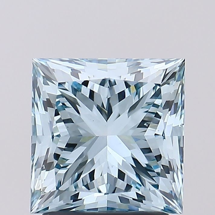 Loose Diamond - PRINCESS 2.29ct Fancy Intense Greenish Blue VS2: Loose Diamond - PRINCESS 2.29ct Fancy Intense Greenish Blue VS2 Source: This is a real non-mined Diamond that has been grown in a lab Shape: PRINCESS Carats: 2.29 Color: Fancy Intense Greenish Blue