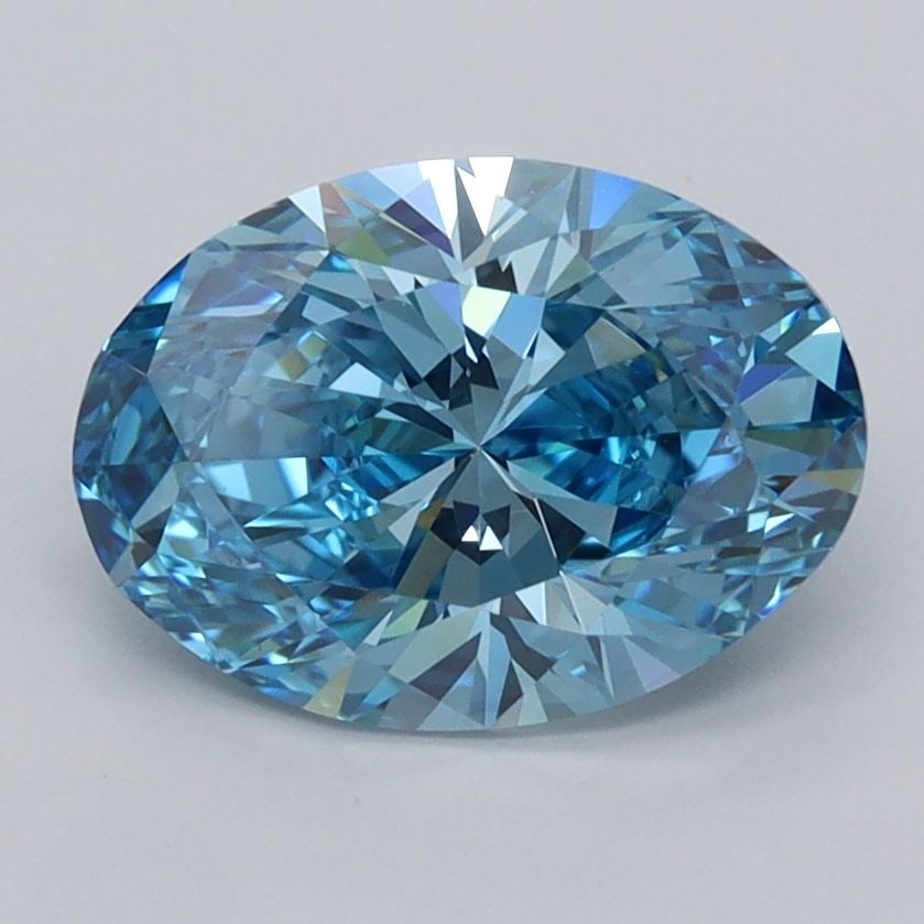 Loose Diamond - OVAL 2.04ct Fancy Vivid Blue VVS2: Loose Diamond - OVAL 2.04ct Fancy Vivid Blue VVS2 Source: This is a real non-mined Diamond that has been grown in a lab Shape: OVAL Carats: 2.04 Color: Fancy Vivid Blue Certification: IGI Video: