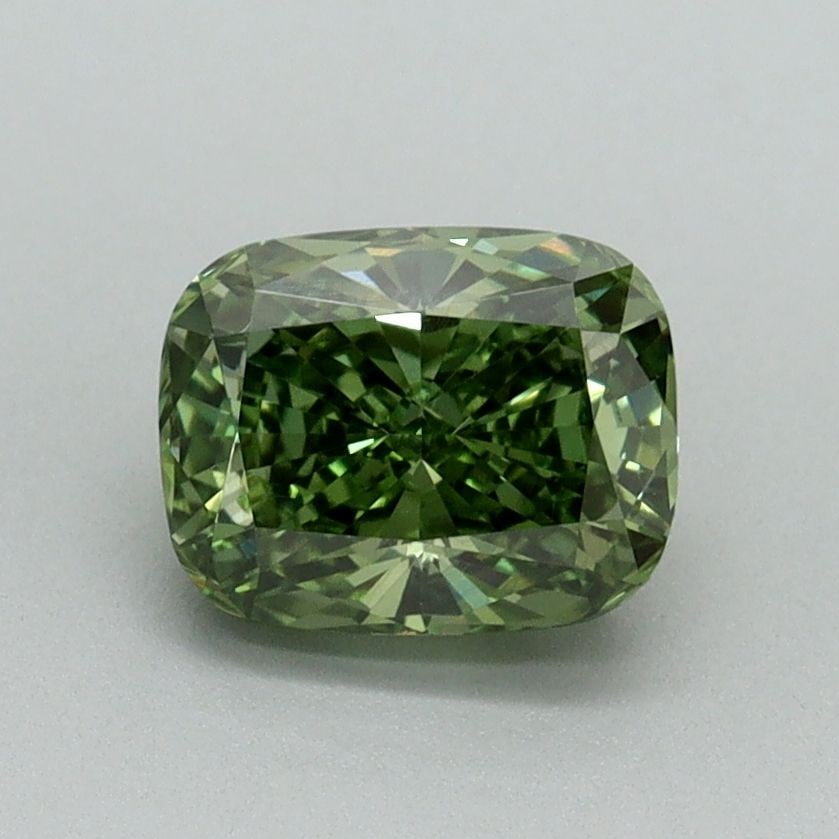 Loose Diamond - CUSHION BRILLIANT 1.17ct Fancy Vivid Green VS1: Loose Diamond - CUSHION BRILLIANT 1.17ct Fancy Vivid Green VS1 Source: This is a real non-mined Diamond that has been grown in a lab Shape: CUSHION BRILLIANT Carats: 1.17 Color: Fancy Vivid Green Cert