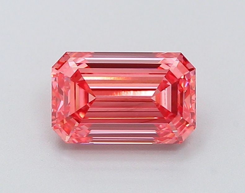 Loose Diamond - EMERALD 1.56ct Fancy Vivid Pink VVS2: Loose Diamond - EMERALD 1.56ct Fancy Vivid Pink VVS2 Source: This is a real non-mined Diamond that has been grown in a lab Shape: EMERALD Carats: 1.56 Color: Fancy Vivid Pink Certification: IGI Video: