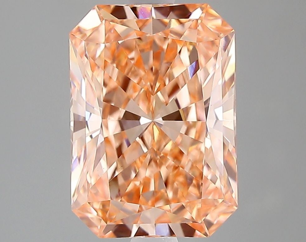 Loose Diamond - RADIANT 2.53ct Fancy Vivid Orangey Pink VS1: Loose Diamond - RADIANT 2.53ct Fancy Vivid Orangey Pink VS1 Source: This is a real non-mined Diamond that has been grown in a lab Shape: RADIANT Carats: 2.53 Color: Fancy Vivid Orangey Pink Certificat