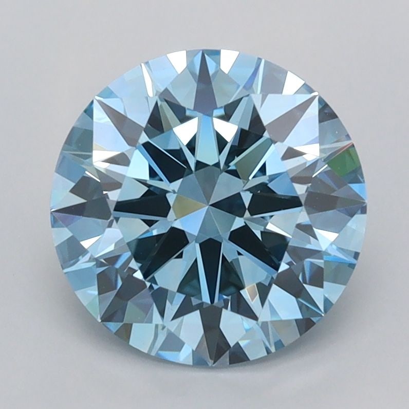 Loose Diamond - ROUND 2.01ct Fancy Vivid Blue VVS2: Loose Diamond - ROUND 2.01ct Fancy Vivid Blue VVS2 Source: This is a real non-mined Diamond that has been grown in a lab Shape: ROUND Carats: 2.01 Color: Fancy Vivid Blue Certification: IGI Video: