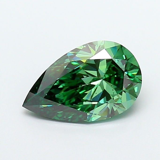 Loose Diamond - PEAR 2.5ct Fancy Vivid Green VS2: Loose Diamond - PEAR 2.5ct Fancy Vivid Green VS2 Source: This is a real non-mined Diamond that has been grown in a lab Shape: PEAR Carats: 2.5 Color: Fancy Vivid Green Certification: IGI Video: