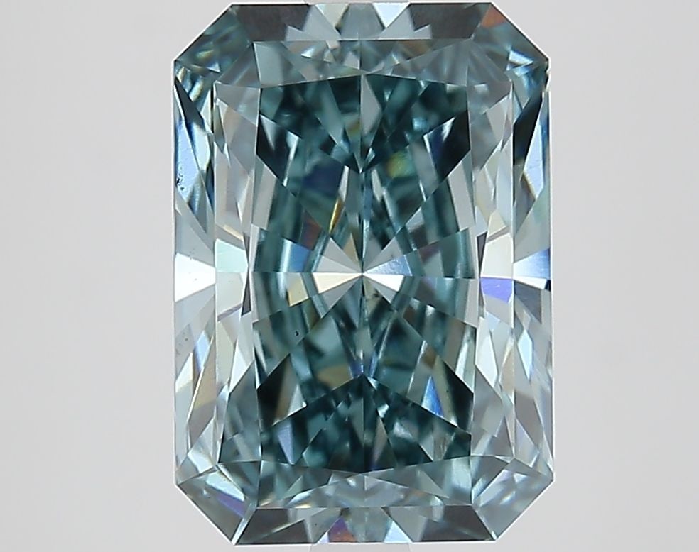 Loose Diamond - RADIANT 4.02ct Fancy Intense Greenish Blue VS2: Loose Diamond - RADIANT 4.02ct Fancy Intense Greenish Blue VS2 Source: This is a real non-mined Diamond that has been grown in a lab Shape: RADIANT Carats: 4.02 Color: Fancy Intense Greenish Blue Cert