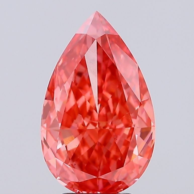 Loose Diamond - PEAR 4.21ct Fancy Vivid Red VS2: Loose Diamond - PEAR 4.21ct Fancy Vivid Red VS2 Source: This is a real non-mined Diamond that has been grown in a lab Shape: PEAR Carats: 4.21 Color: Fancy Vivid Red Certification: IGI Video:
