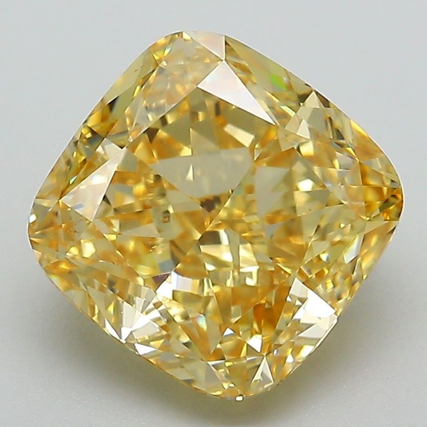 Loose Diamond - CUSHION MODIFIED 4.27ct Fancy Intense Yellow VVS2: Loose Diamond - CUSHION MODIFIED 4.27ct Fancy Intense Yellow VVS2 Source: This is a real non-mined Diamond that has been grown in a lab Shape: CUSHION MODIFIED Carats: 4.27 Color: Fancy Intense Yellow
