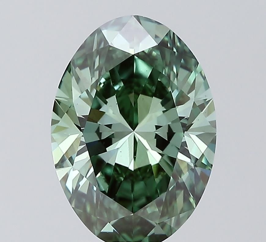 Loose Diamond - OVAL 2.97ct Fancy Vivid Green VS1: Loose Diamond - OVAL 2.97ct Fancy Vivid Green VS1 Source: This is a real non-mined Diamond that has been grown in a lab Shape: OVAL Carats: 2.97 Color: Fancy Vivid Green Certification: IGI Video:
