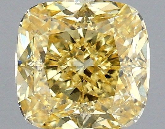 Loose Diamond - CUSHION MODIFIED 1.57ct Fancy Intense Yellow VVS2: Loose Diamond - CUSHION MODIFIED 1.57ct Fancy Intense Yellow VVS2 Source: This is a real non-mined Diamond that has been grown in a lab Shape: CUSHION MODIFIED Carats: 1.57 Color: Fancy Intense Yellow