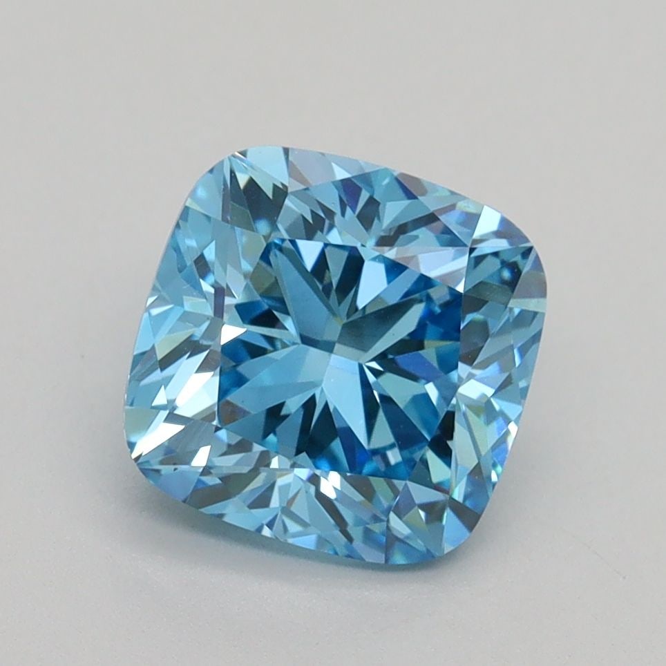 Loose Diamond - CUSHION BRILLIANT 2.08ct Fancy Vivid Blue VS1: Loose Diamond - CUSHION BRILLIANT 2.08ct Fancy Vivid Blue VS1 Source: This is a real non-mined Diamond that has been grown in a lab Shape: CUSHION BRILLIANT Carats: 2.08 Color: Fancy Vivid Blue Certif