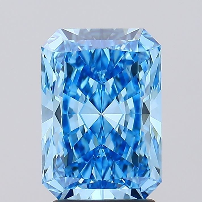 Loose Diamond - RADIANT 2.59ct Fancy Vivid Blue VVS2: Loose Diamond - RADIANT 2.59ct Fancy Vivid Blue VVS2 Source: This is a real non-mined Diamond that has been grown in a lab Shape: RADIANT Carats: 2.59 Color: Fancy Vivid Blue Certification: IGI Video: