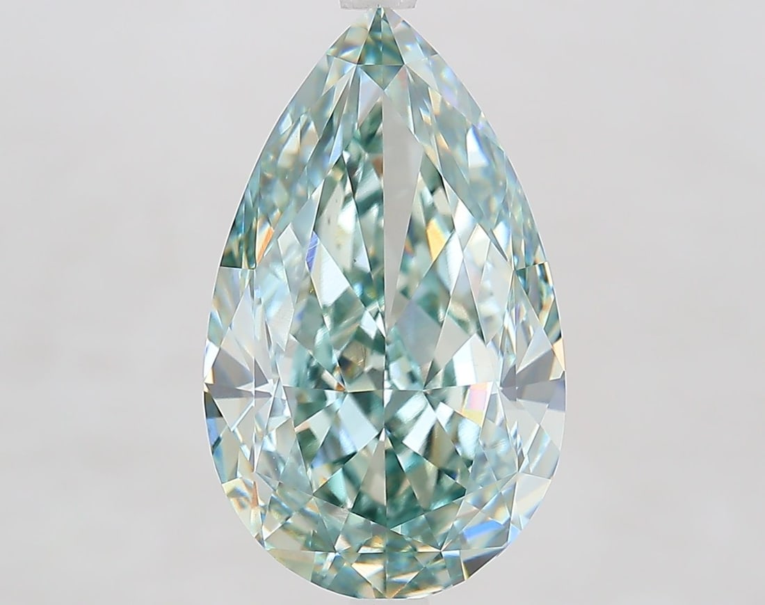 Loose Diamond - PEAR 7.51ct Fancy Intense Blueish Green VS1: Loose Diamond - PEAR 7.51ct Fancy Intense Blueish Green VS1 Source: This is a real non-mined Diamond that has been grown in a lab Shape: PEAR Carats: 7.51 Color: Fancy Intense Blueish Green Certificat