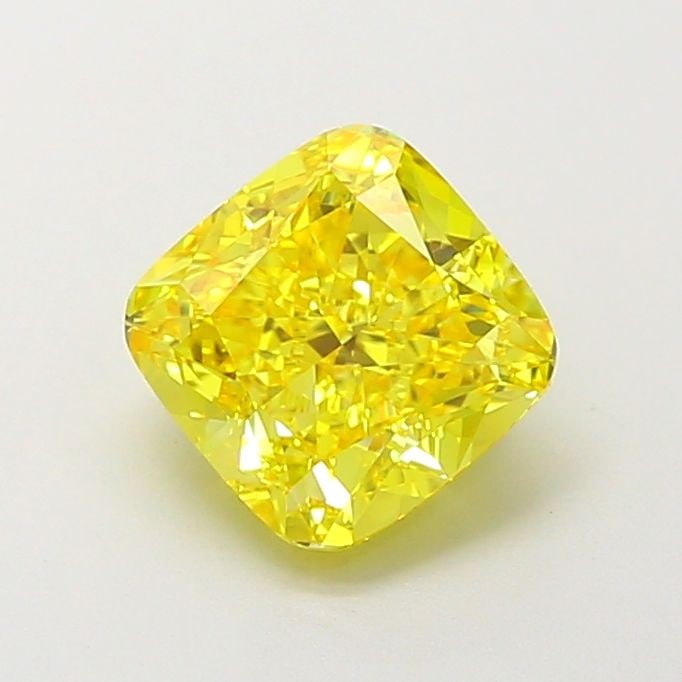 Loose Diamond - CUSHION MODIFIED 1.9ct Fancy Vivid Yellow VVS1: Loose Diamond - CUSHION MODIFIED 1.9ct Fancy Vivid Yellow VVS1 Source: This is a real non-mined Diamond that has been grown in a lab Shape: CUSHION MODIFIED Carats: 1.9 Color: Fancy Vivid Yellow Certi