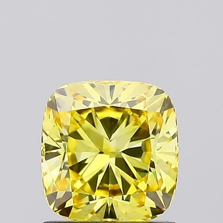 Loose Diamond - CUSHION BRILLIANT 1.09ct Fancy Vivid Yellow VS1: Loose Diamond - CUSHION BRILLIANT 1.09ct Fancy Vivid Yellow VS1 Source: This is a real non-mined Diamond that has been grown in a lab Shape: CUSHION BRILLIANT Carats: 1.09 Color: Fancy Vivid Yellow Ce
