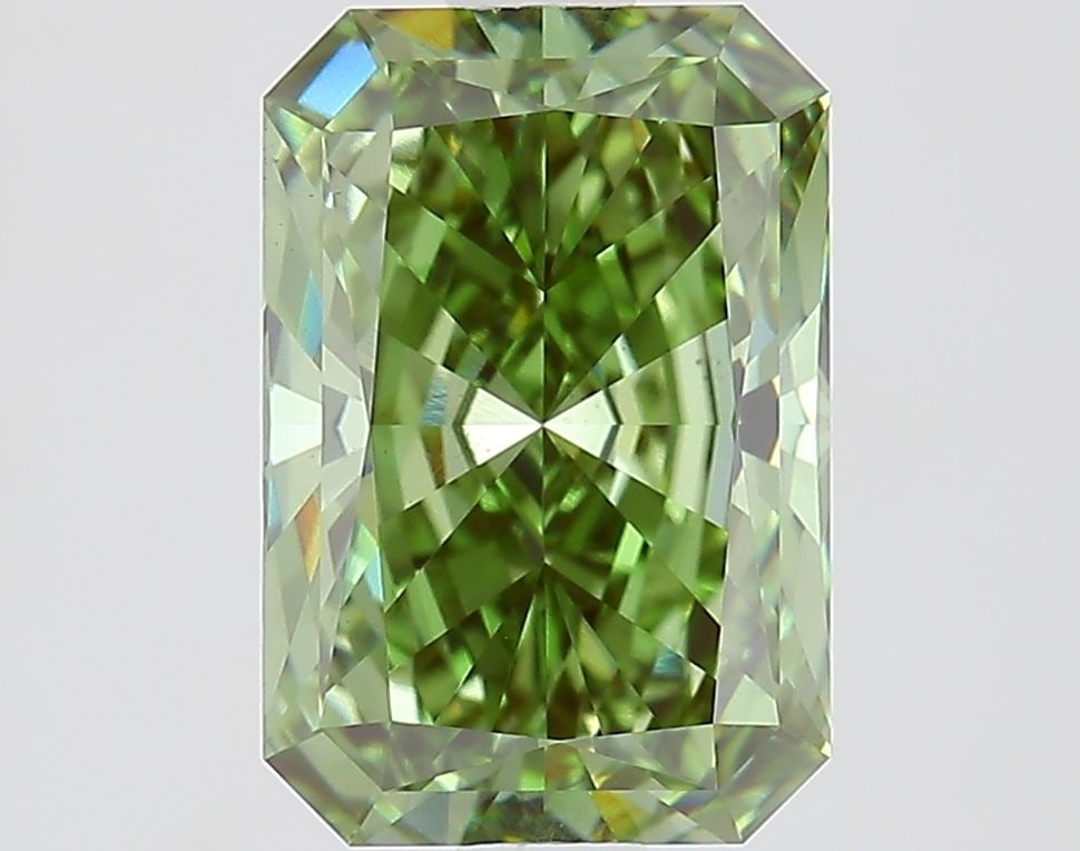 Loose Diamond - RADIANT 1.8ct Fancy Vivid Green VS1: Loose Diamond - RADIANT 1.8ct Fancy Vivid Green VS1 Source: This is a real non-mined Diamond that has been grown in a lab Shape: RADIANT Carats: 1.8 Color: Fancy Vivid Green Certification: IGI Video: