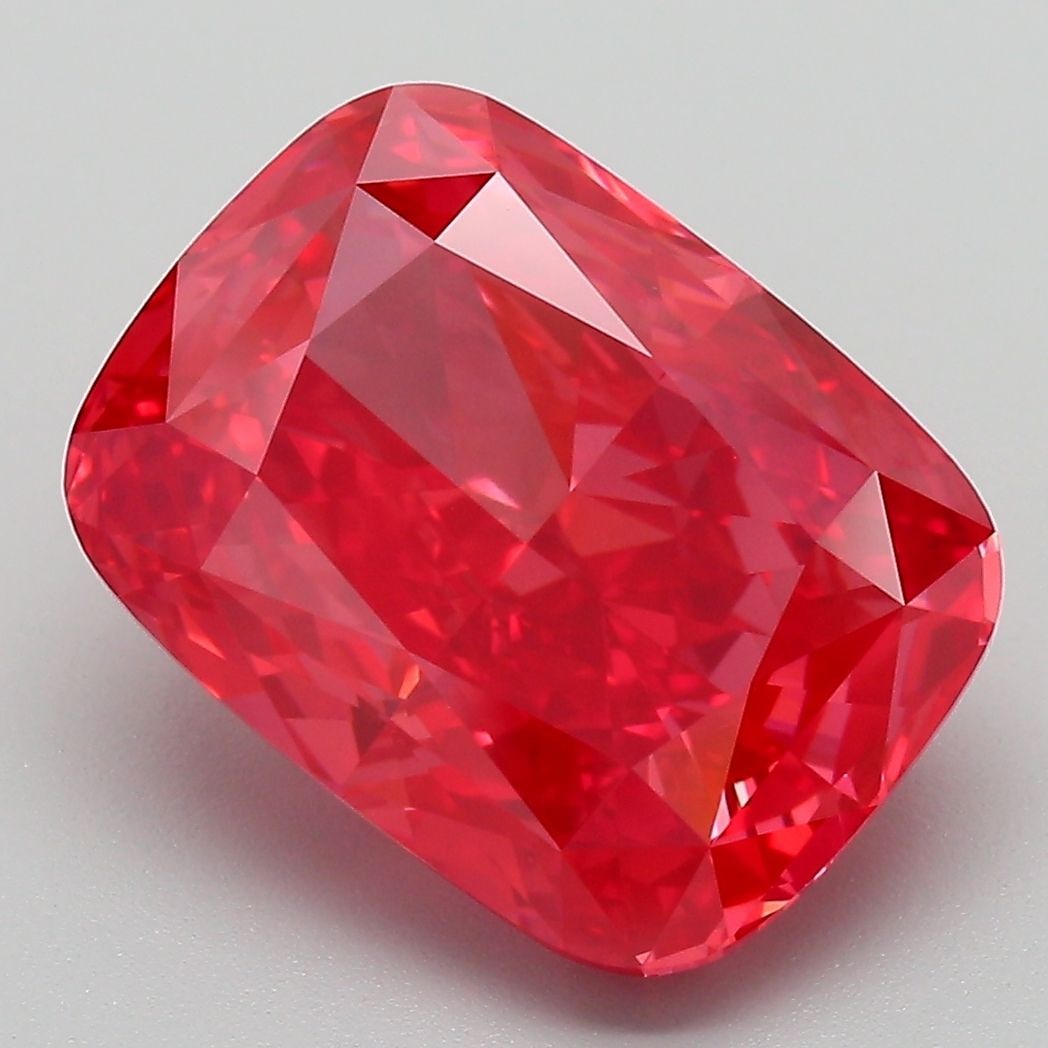 Loose Diamond - CUSHION MODIFIED 6.51ct Fancy Vivid Red VVS2: Loose Diamond - CUSHION MODIFIED 6.51ct Fancy Vivid Red VVS2 Source: This is a real non-mined Diamond that has been grown in a lab Shape: CUSHION MODIFIED Carats: 6.51 Color: Fancy Vivid Red Certifica
