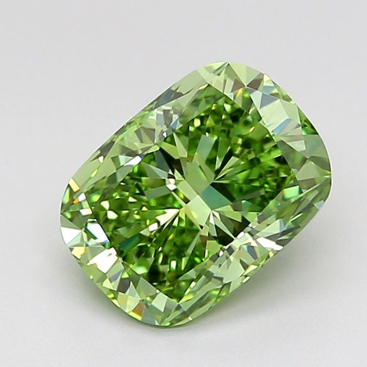 Loose Diamond - CUSHION MODIFIED 1.95ct Fancy Vivid Green VVS1: Loose Diamond - CUSHION MODIFIED 1.95ct Fancy Vivid Green VVS1 Source: This is a real non-mined Diamond that has been grown in a lab Shape: CUSHION MODIFIED Carats: 1.95 Color: Fancy Vivid Green Certi