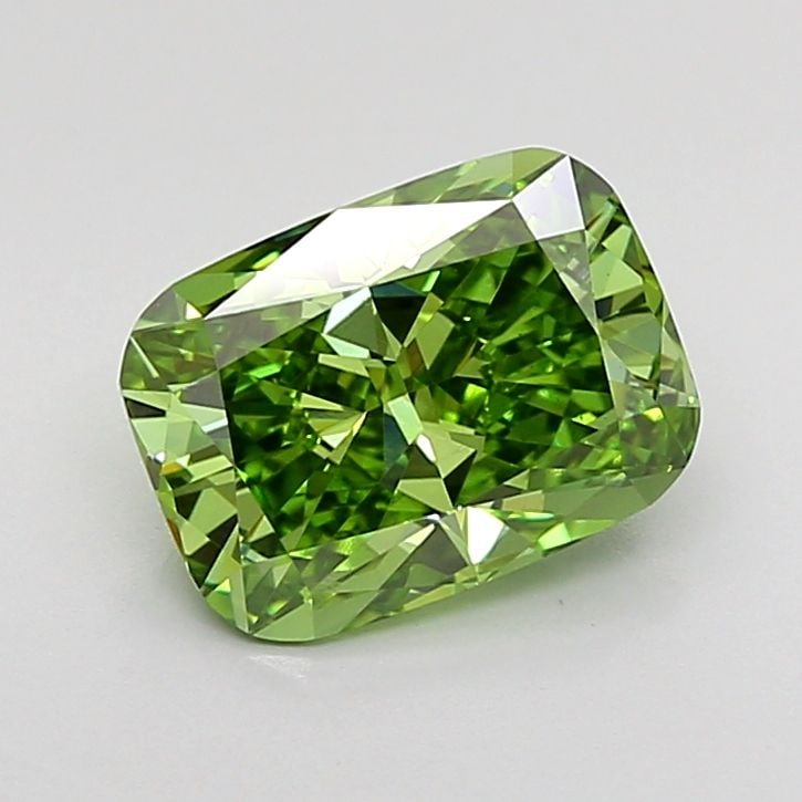 Loose Diamond - CUSHION MODIFIED 1.58ct Fancy Vivid Green VS1: Loose Diamond - CUSHION MODIFIED 1.58ct Fancy Vivid Green VS1 Source: This is a real non-mined Diamond that has been grown in a lab Shape: CUSHION MODIFIED Carats: 1.58 Color: Fancy Vivid Green Certif