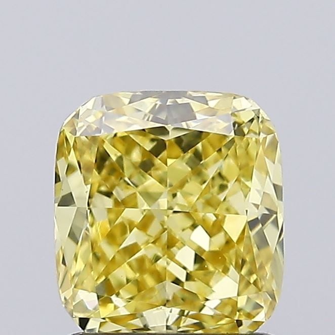 Loose Diamond - CUSHION MODIFIED 1.18ct Fancy Intense Yellow VVS2: Loose Diamond - CUSHION MODIFIED 1.18ct Fancy Intense Yellow VVS2 Source: This is a real non-mined Diamond that has been grown in a lab Shape: CUSHION MODIFIED Carats: 1.18 Color: Fancy Intense Yellow
