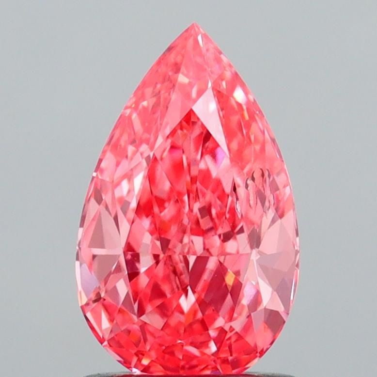 Loose Diamond - PEAR 1.06ct Fancy Vivid Pink SI1: Loose Diamond - PEAR 1.06ct Fancy Vivid Pink SI1 Source: This is a real non-mined Diamond that has been grown in a lab Shape: PEAR Carats: 1.06 Color: Fancy Vivid Pink Certification: IGI Video: