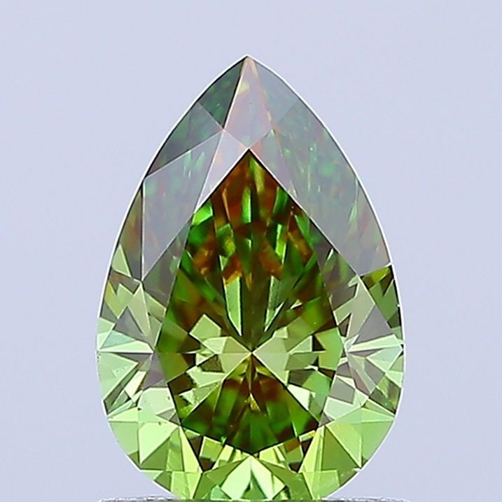 Loose Diamond - PEAR 1.08ct Fancy Vivid Green VS1: Loose Diamond - PEAR 1.08ct Fancy Vivid Green VS1 Source: This is a real non-mined Diamond that has been grown in a lab Shape: PEAR Carats: 1.08 Color: Fancy Vivid Green Certification: IGI Video:
