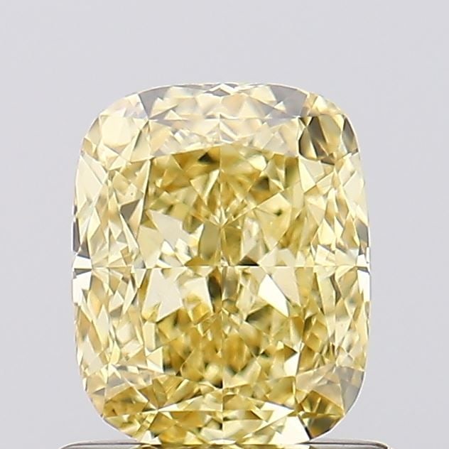Loose Diamond - CUSHION MODIFIED 1.03ct Fancy Intense Yellow VS1: Loose Diamond - CUSHION MODIFIED 1.03ct Fancy Intense Yellow VS1 Source: This is a real non-mined Diamond that has been grown in a lab Shape: CUSHION MODIFIED Carats: 1.03 Color: Fancy Intense Yellow 